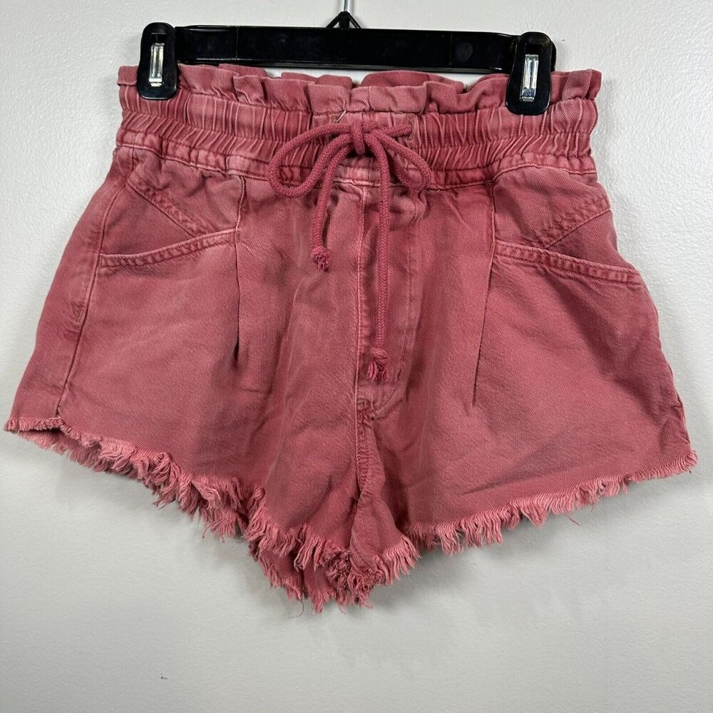Free People High Waist Frayed Pink Shorts
